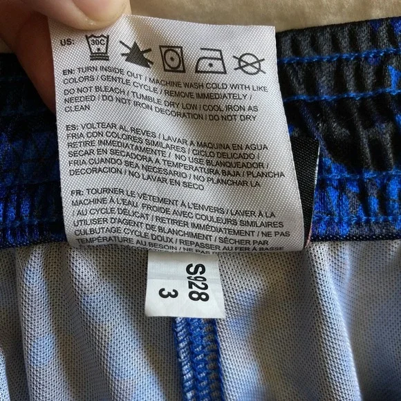 And1 Mens Small Basketball Shorts Silky Shiny Dazzle Blue Black Geometric Pocket - Picture 10 of 14